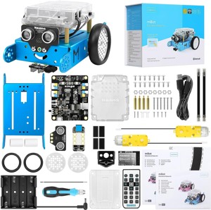 Makeblock mBot Robot Programmabile Bambini, Robot Giocattolo Compatibile con Programmazione Scratch e Arduino, Rileva Ostacoli, Segui linea, Robot Arduino Coding Kit per Bambini - Blu Foto prodotto